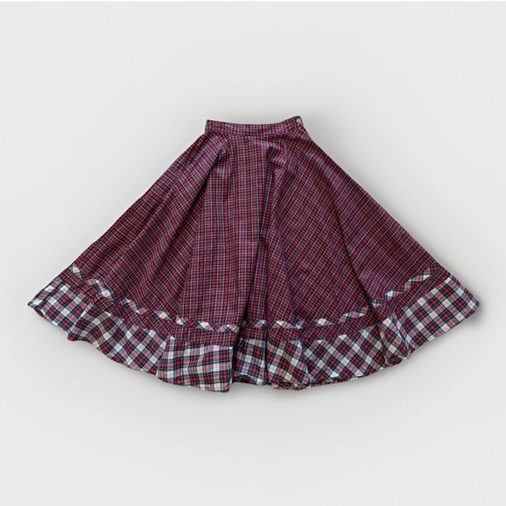 Women's Burgundy Plaid Circle Skirt - Classic Skater Style